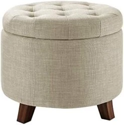 Amazon Basics Upholstered Tufted Storage Ottoman Footstool, 20"H, Burlap Beige -Amazon Store 41Pp8nSbWgL. AC