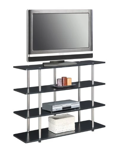 Convenience Concepts Designs2Go XL Highboy 4 Tier TV Stand Home_Furniture_and_Decor, Black 4 Convenience Concepts Designs2Go XL Highboy 4 Tier TV Stand Home_Furniture_and_Decor, Black - Image 2