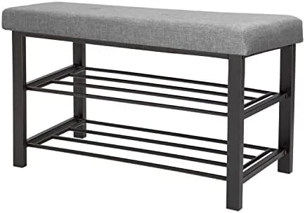 Simplify Storage Bench, Shoe Rack, Ottoman, Tufted, Padded Seating For Entryway, Bedroom, Closet & Hallway, Grey 8 Simplify Storage Bench, Shoe Rack, Ottoman, Tufted, Padded Seating For Entryway, Bedroom, Closet & Hallway, Grey - Image 6