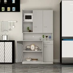 WERSMT Kitchen Pantry Storage Cabinet With 6 Door 1 Drawer 1 Display Space, Multifunctional Buffet Storage Coffee Bar For Kitchen, Living Room, 39.37"x15.35"x70.86",White 19 WERSMT Kitchen Pantry Storage Cabinet With 6 Door 1 Drawer 1 Display Space, Multifunctional Buffet Storage Coffee Bar For Kitchen, Living Room, 39.37"x15.35"x70.86",White -Amazon Store 41Pu4d7ZO0L