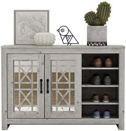 Galano Isadora 16 Pair Shoe Cabinet With 2 Door With Shelves - Modern Shoe Rack - Standing Shoe Cabinet - Shoe Storage With Doors - Shoe Organizer For Home - Mexican Grey -Amazon Store 41PvaCzGBpL. AC