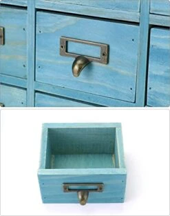 QWORK Desk Drawer Organizer, Wooden Vintage Apothecary Cabinet With 9 Drawers, Home Office & Tea & Dresser Bedroom Organization And Storage, Traditional Apothecary Cabinet, Blue -Amazon Store 41PwPz4MxmL