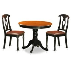 East West Furniture ANKE3-BLK-LC Dining Room Table Set, 3-Pieces