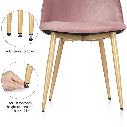 Yaheetech Dining Chairs Kitchen Chairs Living Room Chairs Vanity Chairs Upholstered Side Chairs Makeup Chairs With Soft Velvet Seat Backrest And Wooden Style Metal Legs Set Of 4, Pink 5 Yaheetech Dining Chairs Kitchen Chairs Living Room Chairs Vanity Chairs Upholstered Side Chairs Makeup Chairs With Soft Velvet Seat Backrest And Wooden Style Metal Legs Set Of 4, Pink - Image 3