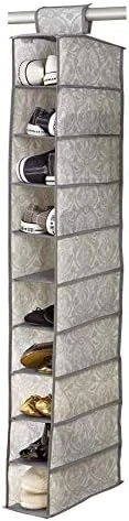 Laura Ashley Non-Woven 10 Shelf Shoe Organizer | Dimensions: L6 X W12 X H47 | Hanging | Closet Organization | Foldable | Dove Grey 4 Laura Ashley Non-Woven 10 Shelf Shoe Organizer | Dimensions: L6 X W12 X H47 | Hanging | Closet Organization | Foldable | Dove Grey - Image 2