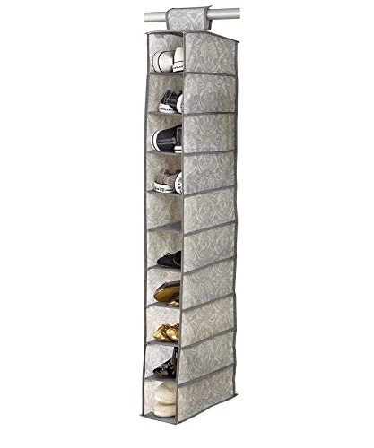 Laura Ashley Non-Woven 10 Shelf Shoe Organizer | Dimensions: L6 X W12 X H47 | Hanging | Closet Organization | Foldable | Dove Grey 3 Laura Ashley Non-Woven 10 Shelf Shoe Organizer | Dimensions: L6 X W12 X H47 | Hanging | Closet Organization | Foldable | Dove Grey