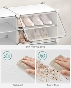 SONGMICS Shoe Rack, 6 Cubes Shoe Organizer With Doors, 24 Pair Plastic Shoe Storage Cabinet, For Bedroom, Entryway, Steel Frame, Plastic Panel, White ULPC033W01 17 SONGMICS Shoe Rack, 6 Cubes Shoe Organizer With Doors, 24 Pair Plastic Shoe Storage Cabinet, For Bedroom, Entryway, Steel Frame, Plastic Panel, White ULPC033W01 -Amazon Store 41Q5S04hV3L