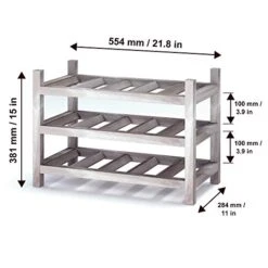 INTERBUILD Solid Hardwood Wine Rack Storage Shelf 3-Tier Stackable Freestanding Wine Bottle Holder 15 Bottles, Dusk Gray -Amazon Store 41QC4AdvlBL