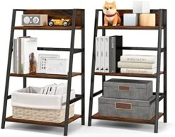Tangkula 3-Tier Ladder Bookshelf, Industrial Wooden Bookcase W/Metal Frame, Anti-Toppling Device, Freestanding Display Shelf Plant Stand, Storage Rack For Home Office Living Room Kitchen (1, 3-Tier) -Amazon Store 41QDOBjgAdL. AC