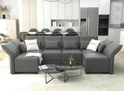 LLappuil Oversized Modular Sofa U Shape Sectional Sofa Set With Storage, Large Corner Sleeper Couch With Reversible Chaise, Faux Leather Fabric Waterproof Sofa, Dark Grey -Amazon Store 41QDf3juf3L. AC