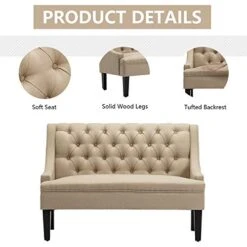 Yongqiang Modern Settee Bench For Dining Room Entryway Upholstered Banquette Button Tufted Loveseat With Wood Legs Khaki 10 Yongqiang Modern Settee Bench For Dining Room Entryway Upholstered Banquette Button Tufted Loveseat With Wood Legs Khaki -Amazon Store 41QESzgrPXL