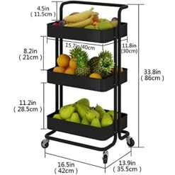 3-Tier Rolling Carts With Wheels Storage Cart Makeup Cart With Roller Wheels Mobile Storage Organizer For Kitchen, Bathroom, Office, Coffee Bar -Amazon Store 41QEX8edhjS