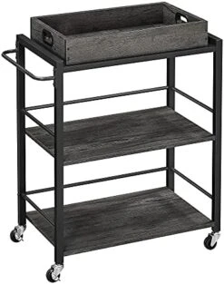 VASAGLE Industrial Bar Cart For The Home, Serving Cart With Wheels And Handle, 3-Tier Beverage Cart With Removable Tray And Storage Shelves For Living Room Kitchen, Rustic Brown And Black ULRC72X 15 VASAGLE Industrial Bar Cart For The Home, Serving Cart With Wheels And Handle, 3-Tier Beverage Cart With Removable Tray And Storage Shelves For Living Room Kitchen, Rustic Brown And Black ULRC72X -Amazon Store 41QF0NoaqES. AC