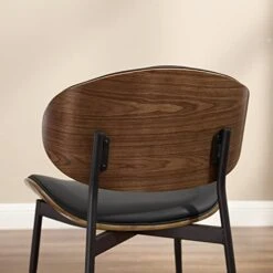 Art Leon Dining Chairs Set Of 4, Walnut Bentwood, Mid Century Modern Chair, Black Faux Leather Kitchen Dining Room Chairs With Metal Legs, Accent Chairs For Bedroom -Amazon Store 41QR598ExJL