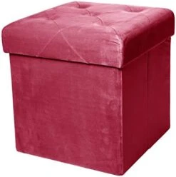 Red Co. Square Luxury Storage Ottoman With Padded Seat, Upholstered Collapsible Folding Bench & Foot Rest, Velvet Navy, 15 Inches -Amazon Store 41QRCAwh QL. AC