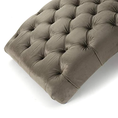 Christopher Knight Home Garret Tufted Velvet Chaise Lounge, Grey / Dark Brown 7 Christopher Knight Home Garret Tufted Velvet Chaise Lounge, Grey / Dark Brown - Image 5
