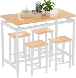 AWQM Bar Table Set,5 Pcs Dining Table Set,Counter Height Table With 4 Chairs,Industrial Kitchen Table And Chairs For 4, Wood Pub Table Set, Dining Room Table Set For Small Spcace,Beige -Amazon Store 41QVgJ2tcL. AC