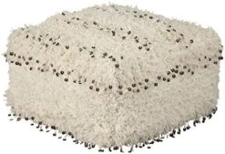 Signature Design By Ashley Mabyn Handwoven Boho Pouf, 24 X 24 In, White And Gray -Amazon Store 41QYLCb71fL. AC