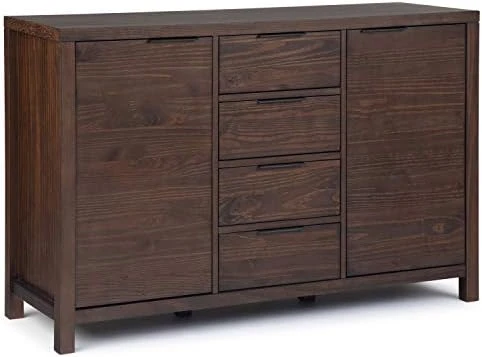 SIMPLIHOME Hollander Solid Pine Wood 54 Inch Contemporary Modern Sideboard Buffet And Wine Rack In Warm Walnut Brown Features 2 Doors, 4 Drawers And 2 Cabinets With Large Storage Spaces 8 SIMPLIHOME Hollander Solid Pine Wood 54 Inch Contemporary Modern Sideboard Buffet And Wine Rack In Warm Walnut Brown Features 2 Doors, 4 Drawers And 2 Cabinets With Large Storage Spaces - Image 6