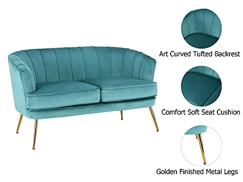 Altrobene Velvet Loveseat Couch Sofa Luxury Modern Comfy Tufted Couch Chesterfield 2 Person Couch For Living Room/Bedroom, Dark Teal 3 Altrobene Velvet Loveseat Couch Sofa Luxury Modern Comfy Tufted Couch Chesterfield 2 Person Couch For Living Room/Bedroom, Dark Teal