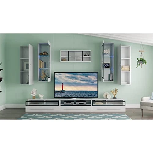 GENERIC Fever Center White Modern Contemporary MDF Lacquer Glass Doors 6 GENERIC Fever Center White Modern Contemporary MDF Lacquer Glass Doors - Image 4