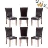 PU Leather Dining Chairs Set Of 6, Upholstered Parsons Dining Room Kitchen Side Chair With Nailhead Trim And Wood Legs - Dark Brown -Amazon Store 41QhzOPDqRL
