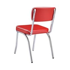 Retro Side Chairs With Black Cushion Chrome And Red (Set Of 2) 2450R -Amazon Store 41Qj9WAColL