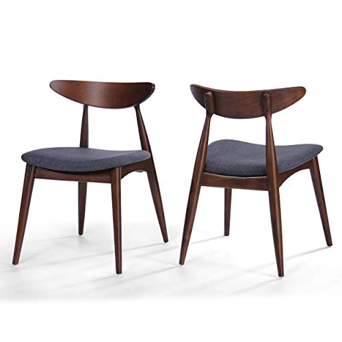 Christopher Knight Home Barron Fabric Dining Chairs, 2-Pcs Set, Charcoal & Bass Mid Century Modern Square Faux Wood Dining Table, Walnut Finish 4 Christopher Knight Home Barron Fabric Dining Chairs, 2-Pcs Set, Charcoal & Bass Mid Century Modern Square Faux Wood Dining Table, Walnut Finish - Image 2