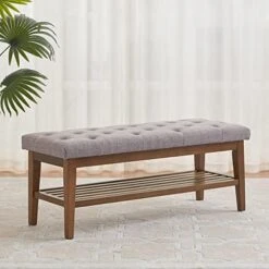 HUIMO Bedroom Bench End Of Bed, Upholstered Dining Bench For Kitchen, Button-Tufted Entry Bench, Fabric Ottoman Bench For Living Room, Entryway (Beige) -Amazon Store 41Qoy9hnz7L. AC 1