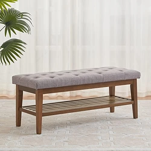 HUIMO Dining Leather Bench,Button-Tufted Entryway Bench, Kitchen Leather Seat Dining, Bedroom End Of Bench, Ottoman Bench, Living Room Solid Wood Indoor Bench,Brown 14 HUIMO Dining Leather Bench,Button-Tufted Entryway Bench, Kitchen Leather Seat Dining, Bedroom End Of Bench, Ottoman Bench, Living Room Solid Wood Indoor Bench,Brown - Image 12