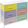 Sorbus Dresser With 6 Drawers - Furniture Storage Tower Unit For Bedroom, Hallway, Closet, Office Organization - Steel Frame, Wood Top, Easy Pull Fabric Bins (Pastel/White) -Amazon Store 41Qw96VlMCL