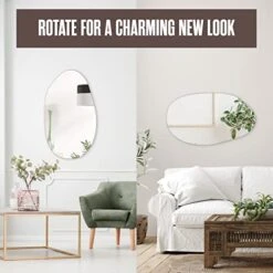 Houseables Irregular Mirror, Asymmetrical Wall Mirrors, Abstract Shaped Frame, 19.5"x33.25", Wood, Black Accent Decor, Large Body, Unsymmetrical, Weird Shape, Decorative, Asymmetric, Wavy, Modern -Amazon Store 41R2F2QywmL