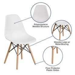 Flash Furniture Elon Series White Plastic Chair With Wooden Legs -Amazon Store 41R4Ezj1hDL