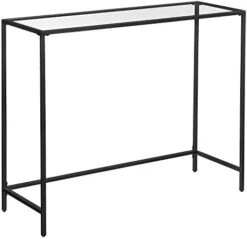 VASAGLE 39.4 Inches Console Table, Tempered Glass Sofa Table, Modern Entryway Table, Metal Frame, Easy To Assemble, Adjustable Feet, For Living Room, Hallway, Black ULGT026B01 -Amazon Store 41R5308FhiL. AC