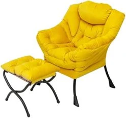 Welnow Lazy Chair With Ottoman, Modern Lounge Accent Chair With Armrests And A Side Pocket, Leisure Upholstered Sofa Chair Set, Reading Chair With Footrest For Small Space, Corner Chair, Dark Grey -Amazon Store 41R7kWUn 0L. AC