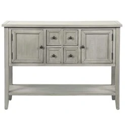 Merax Farmhouse Rustic Wood Buffet Dining Sideboard Storage Cabinet, Console Table With 4 Small Drawers, 2 Cabinet And Bottom Shelf, Antique Grey 16 Merax Farmhouse Rustic Wood Buffet Dining Sideboard Storage Cabinet, Console Table With 4 Small Drawers, 2 Cabinet And Bottom Shelf, Antique Grey -Amazon Store 41RAFUgfM6L