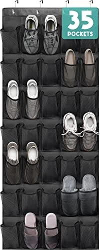 Over The Door Shoe Organizers 35 Durable Mesh Pockets Hanging Shoe Organizer Shoe Rack For Closet Entryway Bedroom Bathroom Pantry Shoe Holder, Men Sneakers, Women High Heeled Shoes, Flip Flops Black 8 Over The Door Shoe Organizers 35 Durable Mesh Pockets Hanging Shoe Organizer Shoe Rack For Closet Entryway Bedroom Bathroom Pantry Shoe Holder, Men Sneakers, Women High Heeled Shoes, Flip Flops Black - Image 6