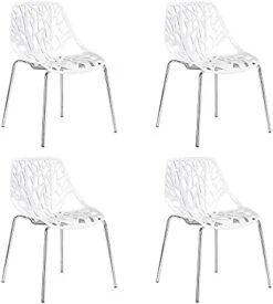 CangLong Modern Mid Century Plastic Shell Hollow Matal Legs Dining Chairs, Set Of 4, Black -Amazon Store 41RECsbwh6L. AC