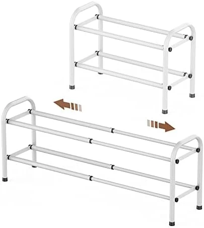 Gonfoam 3-Tier Expandable Shoe Rack,Adjustable Shoe Shelf Storage Organizer Heavy Duty Metal Free Standing Shoe Rack For Entryway Closet Doorway (Black) 11 Gonfoam 3-Tier Expandable Shoe Rack,Adjustable Shoe Shelf Storage Organizer Heavy Duty Metal Free Standing Shoe Rack For Entryway Closet Doorway (Black) - Image 9