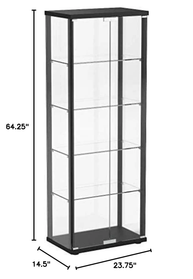 COASTER 5-Shelf Glass Curio Cabinet Black And Clear 3 COASTER 5-Shelf Glass Curio Cabinet Black And Clear