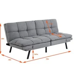Memory Foam Futon Sofa Bed Couch Sleeper Convertible Foldable Gray Suede -Amazon Store 41RRL3mrjKS