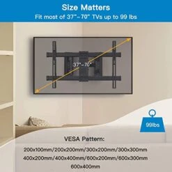 Corner TV Wall Mount Full Motion- Corner TV Bracket Fits 37-70 Inch LED, LCD 4K Flat Curved Screen TVs- Hold Up To 99 Lbs Max VESA 600x400 W/Tilt, Swivel And Level -Amazon Store 41RRbRRMvqL