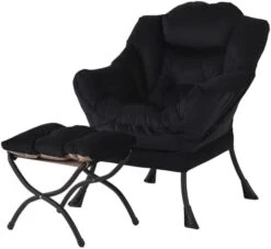 Welnow Lazy Chair With Ottoman, Modern Lounge Accent Chair With Armrests And A Side Pocket, Leisure Upholstered Sofa Chair Set, Reading Chair With Footrest For Small Space, Corner Chair, Dark Grey -Amazon Store 41RTo cMSUL. AC