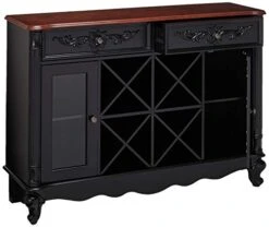 Kings Brand Buffet Server Wine Cabinet Console Table, Black / Walnut -Amazon Store 41RUnOOdOBL