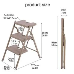 GENERIC 3-Step Steel Ladder Folding Step Ladder With Wide Anti-Slip Pedal Multipurpose Step Ladder Flower Stand Shelf Organizer For Household Kitchen Office 330lbs Load Capacity (Color : Bruin) 23 GENERIC 3-Step Steel Ladder Folding Step Ladder With Wide Anti-Slip Pedal Multipurpose Step Ladder Flower Stand Shelf Organizer For Household Kitchen Office 330lbs Load Capacity (Color : Bruin) -Amazon Store 41Rgd0t2QEL