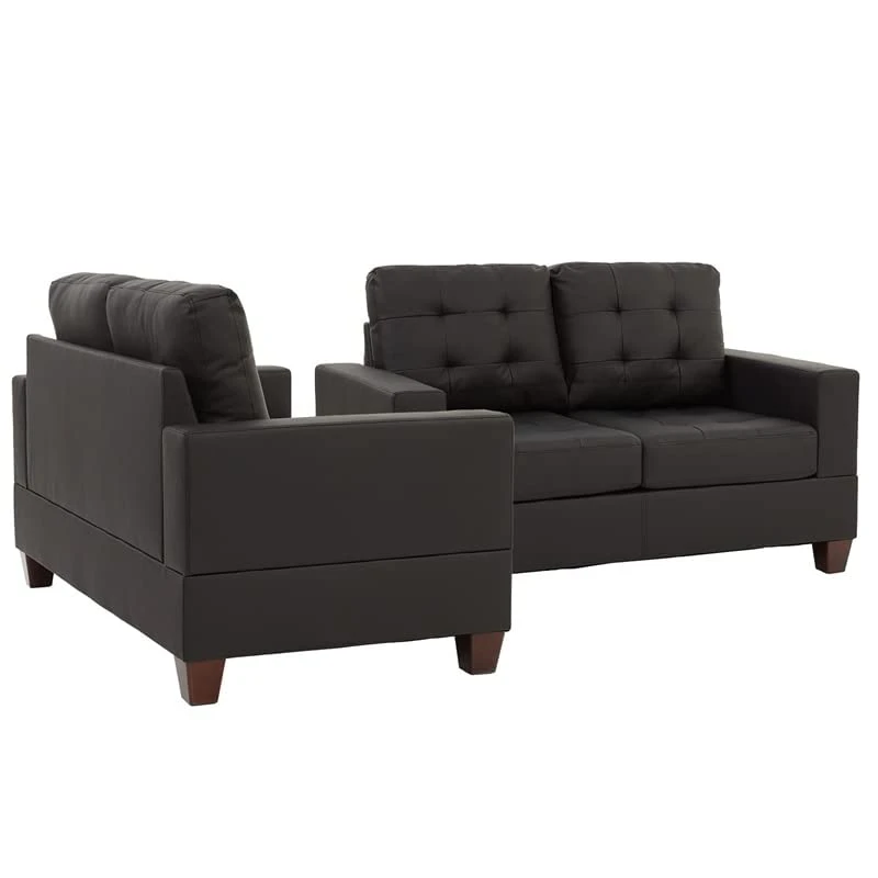 Poundex Bobkona Aria Faux Leather 2 Piece Sofa And Loveseat Set, Espresso 8 Poundex Bobkona Aria Faux Leather 2 Piece Sofa And Loveseat Set, Espresso - Image 6