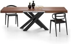 Mobili Fiver, Emma 160 Extendable Dining Table, Rustic Oak With Black Crossed Legs, Laminate-Finished/Iron, Made In Italy -Amazon Store 41RoCLbUI L. AC