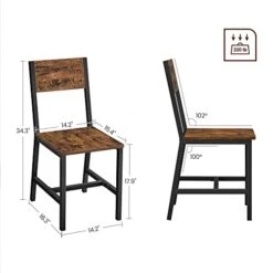 VASAGLE Dining Chair Set Of 2, Rustic Wood Chairs With Metal Steel Frame, Easy To Assemble, Stable, Comfortable Seat, Modern Farmhouse Chair For Kitchen, Bedroom, Living Room, Rustic Brown And Black -Amazon Store 41Roy5UKOXL