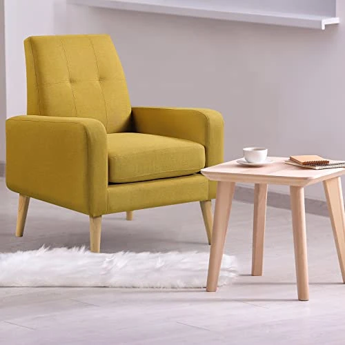 Funkeen Modern Accent Chairs Set Of 2 Living Room Arm Chairs Comfy Upholstered Fabric Chair With Arms Button Tufted Single Sofa Chair For Bedroom Dorm Apartment Office Small Spaces Mustard Yellow 7 Funkeen Modern Accent Chairs Set Of 2 Living Room Arm Chairs Comfy Upholstered Fabric Chair With Arms Button Tufted Single Sofa Chair For Bedroom Dorm Apartment Office Small Spaces Mustard Yellow - Image 5