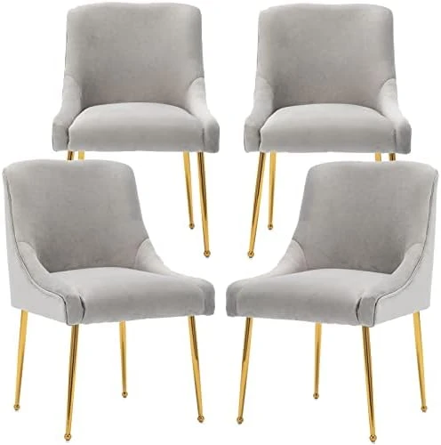ZHENGHAO Velvet Dining Chairs Set Of 6, Modern Accent Kitchen Chairs With Gold Legs Upholstered Guest Chairs For Living Room/Kitchen/Restaurant, White 11 ZHENGHAO Velvet Dining Chairs Set Of 6, Modern Accent Kitchen Chairs With Gold Legs Upholstered Guest Chairs For Living Room/Kitchen/Restaurant, White - Image 9